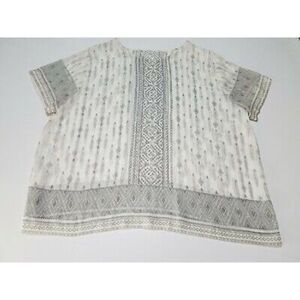 Vince Camuto sheer white & silver boho blouse sz.XL